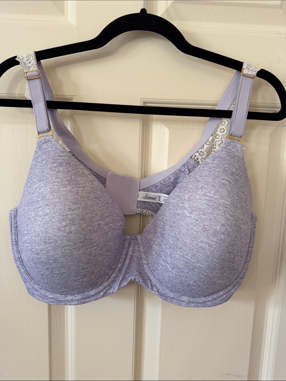Soma Heather Lavender Molded T-Shirt Bra with Lace Accents